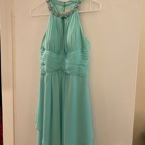 Eliza J- Embellished Neck - Layered Chiffon Dress